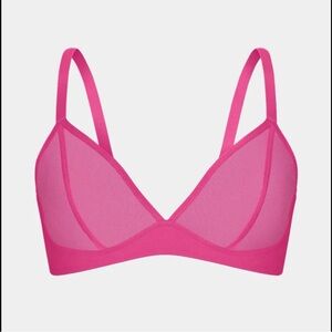 Knix Mesh Deep V Bra XS Hot Pink Wireless Sheer Support Adjustable NWT